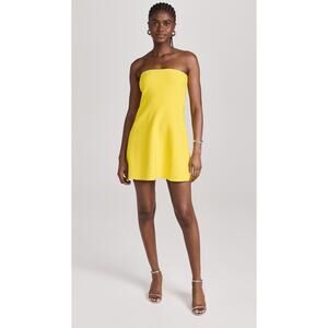 Brandon Maxwell Yellow Strapless Knit SunDress with Bell Mini Skirt sz L